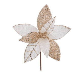 Gilttered Poinsettia pick Rose/Gold