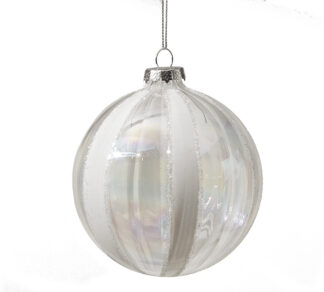 Glass Ball Transp. W/White Stripe