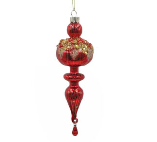 Glass Finial Ornament Red