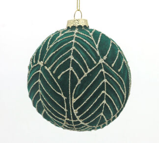 Glass Flocking Ball Emerald Green