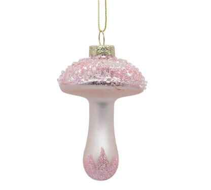 Glass Mushroom Ornament Pink