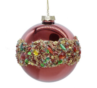 Glass Ornament 3 Style Red+Multi Color Stones