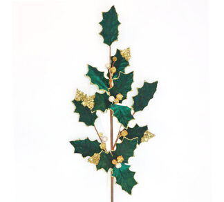 Holly leaf velvet spray Emerald